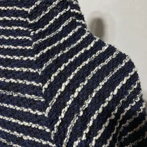 ZARA Striped Textured Mock Neck 3/4 Sleeve Sweater Top Navy White Size Medium thumbnail 12