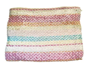 Woven Rainbow Stripe Cosmetic Bag Pouch Clutch Small Purse thumbnail 1