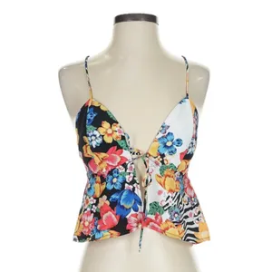 Revolve Floral Print Tie-Front Top S thumbnail 2