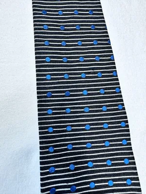 Peter Thomas Silk Tie Made By Superba Geometric Black Grey Blue Polka Dots thumbnail 5