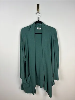Pact Airplane Wrap Cardigan 100% Organic Cotton Womens XL XXL Green thumbnail 3