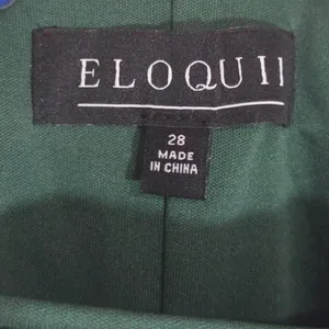 ELOQUII Sequin Midi Skirt 28 Emerald Teal Green Elastic Waist Side Slit Party thumbnail 7