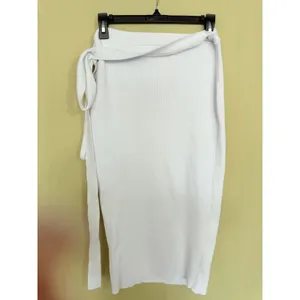 SNDYS Skirt Women Size S‎ White Wrap Midi Ribbed Knit Casual Summer SFK054 thumbnail 5