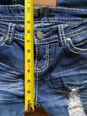 Premier emblished low rise distressed dark wash bootcut denim jeans 3/4 grunge thumbnail 5