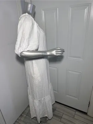 XiRENA Sofia Cotton Gauze Midi Dress White Size S Small Boho Puff Sleeve Ruffle thumbnail 9