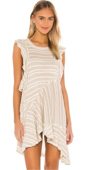 Free People Between the Lines striped linen-blend‎ mini dress thumbnail 1