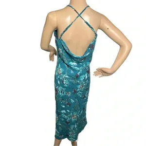 New B.O.G. COLLECTIVE BAND OF THE FREE Teal Floral Sleeveless Midi Dress XS thumbnail 9