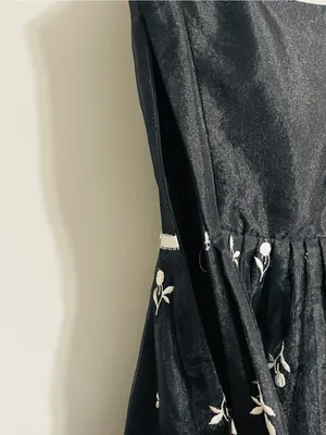 Vintage ABS Allen Swartz Floral Embroidered Chiffon Flare Dress 8 Formal Grunge thumbnail 12