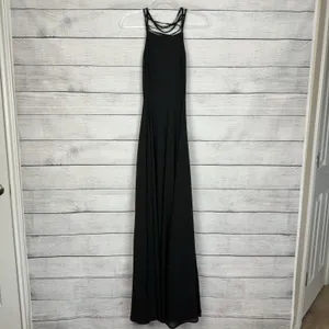 Lulus Strappy To Be Here Black‎ Lace-Up Maxi Dress Size Medium Black Backless thumbnail 3