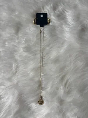 Dainty 18k gold plates rosemary necklace with earrings thumbnail 3