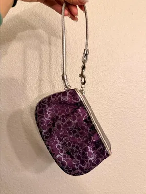 RARE Vintage Sparkly Purple and Silver Coach Wristlet thumbnail 3
