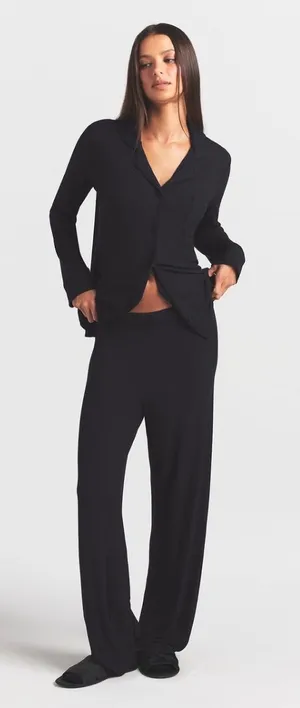 SKIMS Soft Lounge Black Ribbed Sleep Set - XS thumbnail 1