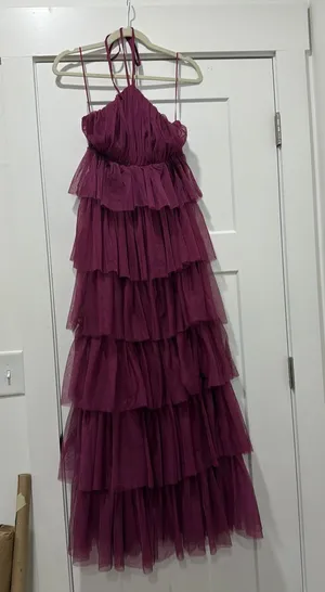 Altar'd State Fuchsia layered prom dress thumbnail 1