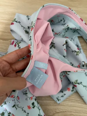 Hill House Home XS Rose One Piece Baby Blue Pink Floral Ruffle Coquette Preppy thumbnail 5