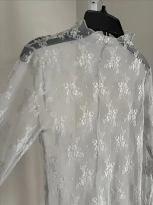Free People Lace Luxe Sheer Layering Top Mock Neck Light Gray Size XS Feminine thumbnail 5