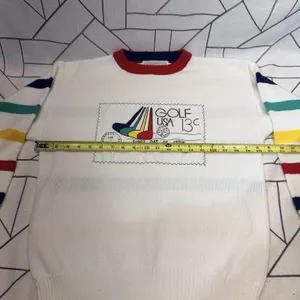 Quantum Sportswear Vintage Golf USA Sweater M White Retro Graphic‎ Stripe Sleeve thumbnail 7