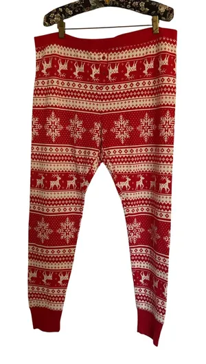 Old Navy Red Fair Isle Reindeer Snowflake Print Christmas Pajama Pants XL thumbnail 1