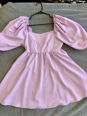 Lilac Puff-Sleeve Square Neck Mini Dress thumbnail 2