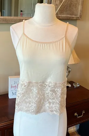 Romantic Lace Nylon Nude Cami thumbnail 1