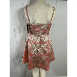Lulus Quick to Love Pink Floral Jacquard Tie-Front Dress With Pockets Size L NWT thumbnail 5