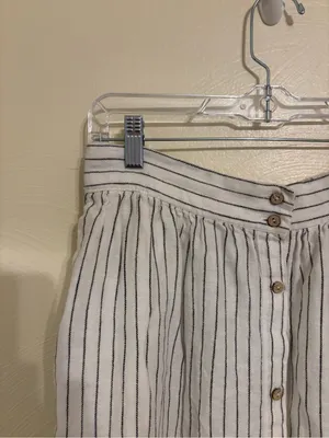 Rachel Zoe Linen Blend Striped Button Front Midi Skirt Size M thumbnail 6