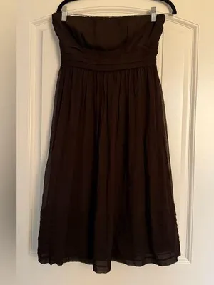 J. Crew Strapless silk Dark Brown Dress thumbnail 1