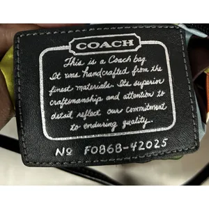 Vtg Coach Signature Black Jacquard Wristlet Metallic Silver Stripe Zip Pouch thumbnail 8