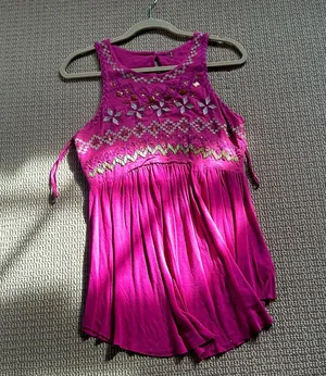 Free People top lined to waist beaded detail hot pink S thumbnail 1