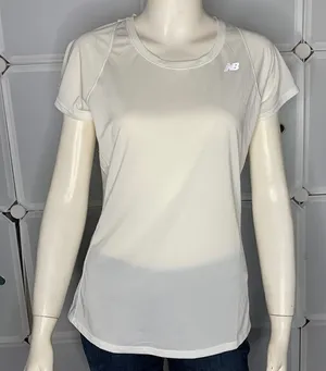 New Balance White Short Sleeve Athletic Top Size Medium thumbnail 1