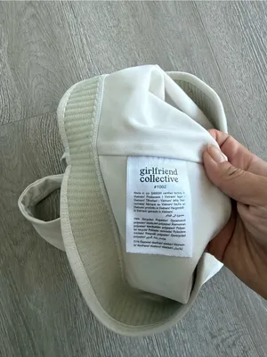 girlfriend collective White Scoop Neck Racerback Sports Bra thumbnail 3
