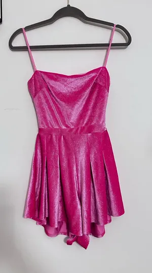 Princess Polly Lucy in the Sky Barbie Pink Glittery Sparkle CutOut Back Sleeveless Romper Small thumbnail 1