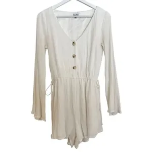 Sabo Skirt white vneck long sleeve button front romper size xs thumbnail 2