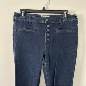 Free People Kaye Button Fly Mid Rise Flare Dark Wash Denim Jeans 28 thumbnail 4
