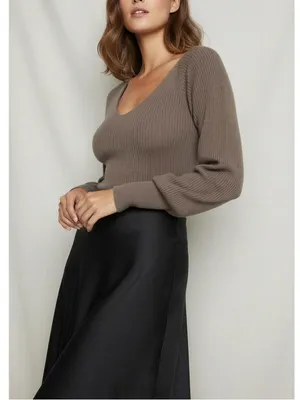 REFORMATION Hart Cashmere Sweater, Cocoa, Medium thumbnail 3