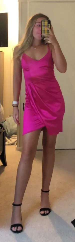 Lulus Pink Satin Dress thumbnail 1