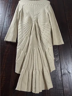 Vintage Light Beige Open-Front Duster Cardigan Sweater thumbnail 5
