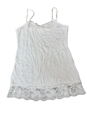 Maurices White Crinkled Lace Trim Camisole Size S (15” PTP) thumbnail 2