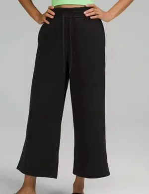 Lululemon Loungeful High-Rise Wide-Leg Cropped Sweatpants Black thumbnail 1
