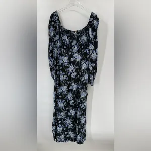 Free People Jaymes Dress Floral Printed Blue‎ Black Combo size large thumbnail 4