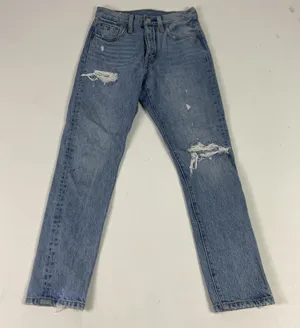 Levi's 501 Skinny Jeans Womens 24‎ High Rise Light Wash Distressed Denim 24x28 thumbnail 1