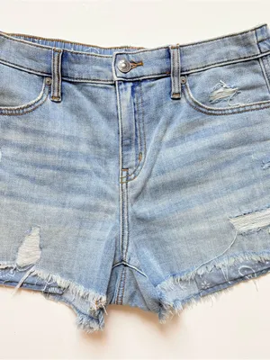 aerie Daydream Light Blue Distressed Denim Shorts thumbnail 2