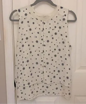Loft Sleeveless Sheer Overlay Floral Print Top thumbnail 1