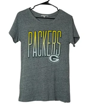 Junk Food Green Bay Packers T-Shirt‎ Womens Small Heather Gray NFL Graphic Tee thumbnail 1