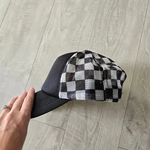 Black and White Checkered Trucker Hat thumbnail 8