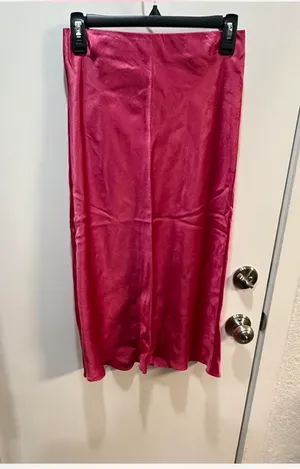 Babaton by Aritzia | Pink Satin Midi Slip Skirt - Size 4 (Like New) thumbnail 4