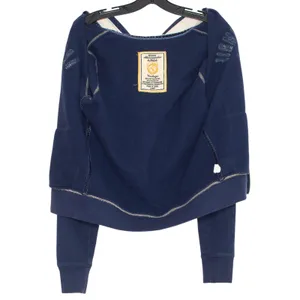 Abercrombie Full Zip Hoodie Jacket Y2K Spell Out Varsity Logo Preppy Navy Blue L thumbnail 3