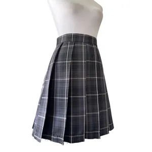 Current Mood Gray, Black & White Plaid Knee Length Skirt w/ Unfinished Hem thumbnail 6