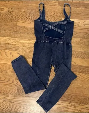 Free People Movement Good Karma Onesie deepest Navy size M/L thumbnail 9