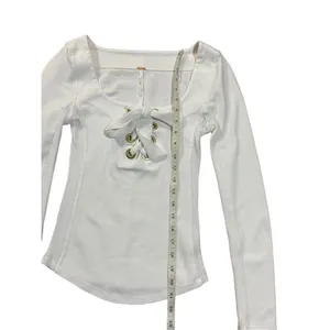 Free People White Looking Back‎ Lace-Up Top sz XS thumbnail 11