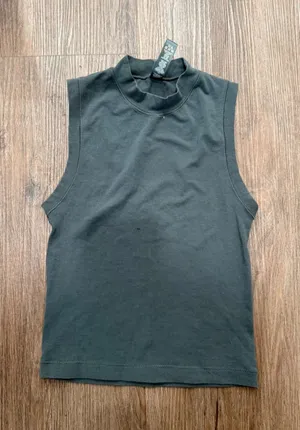 Skims Cotton Jersey Mock Neck Tank‎ Top Soot Dark Gray Womens XS Sleeveless thumbnail 1
